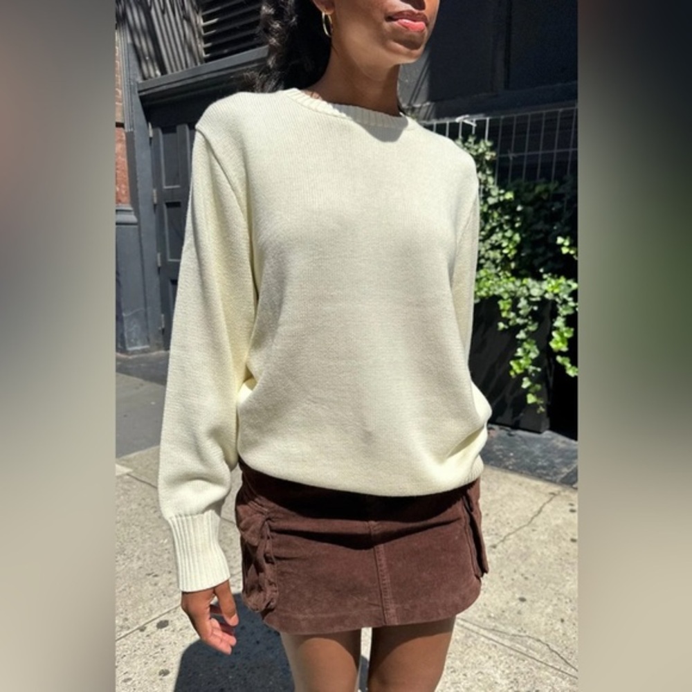 Brandy Melville Brianna Sweater Ivory Cream Cotton Acrylic Knit Oversized